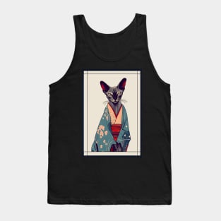 Oriental Shorthair cat Japanese with kimono vintage Tank Top